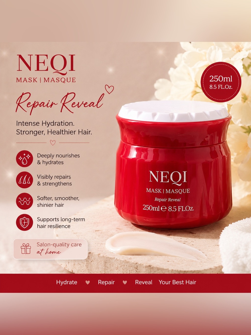 NEQI Repair Reveal Hair Mask 8.5 oz / 250ml | NWT | Deep Repair Treatment